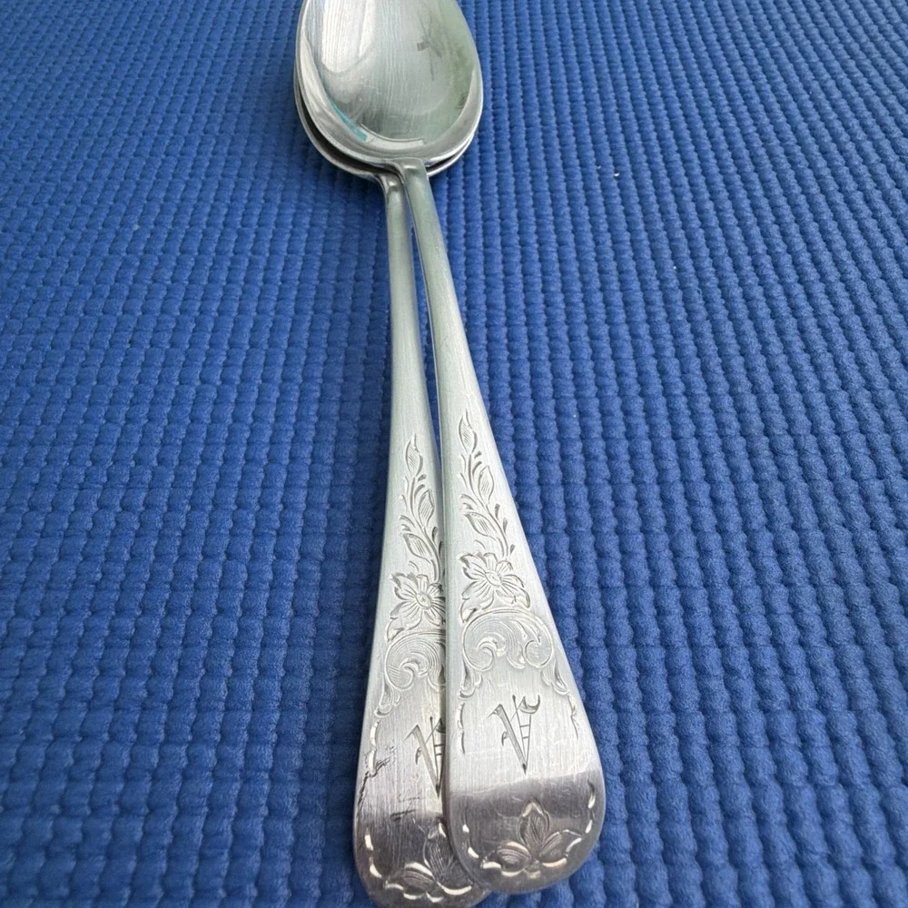 Vintage Set 2 SERVING SPOONS 9